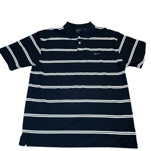 Vintage Karl Kani Gold Men's Striped Polo XL Y2K